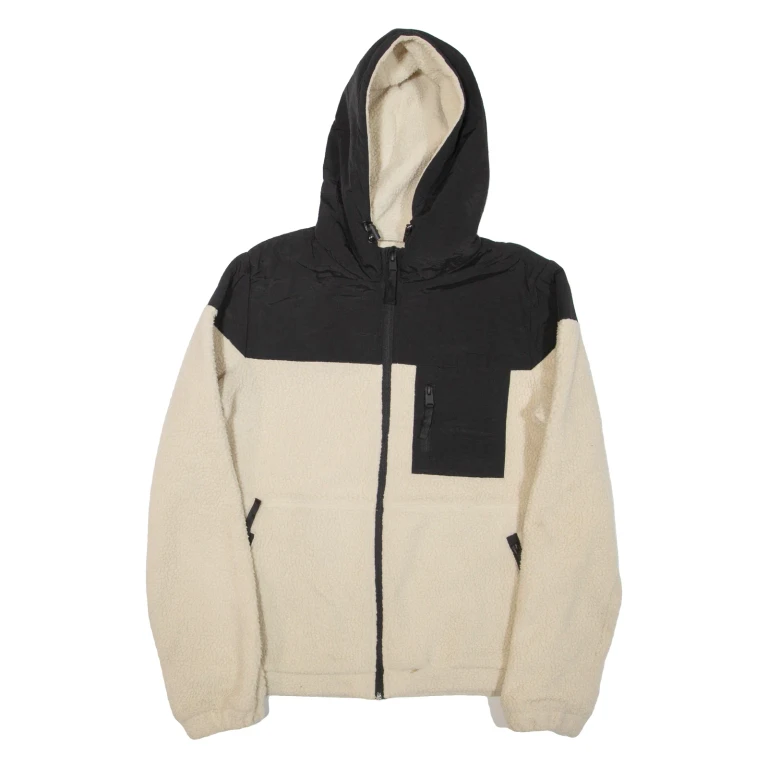 Womens Fleece Jacket Cream Hooded M