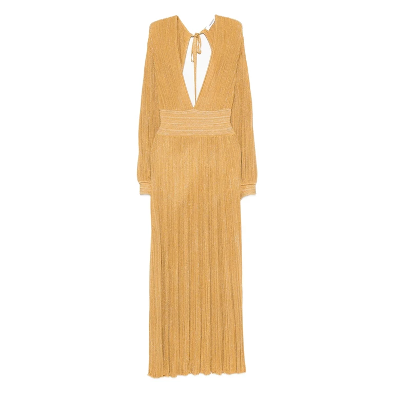 Pleated V-neck Maxi Dress