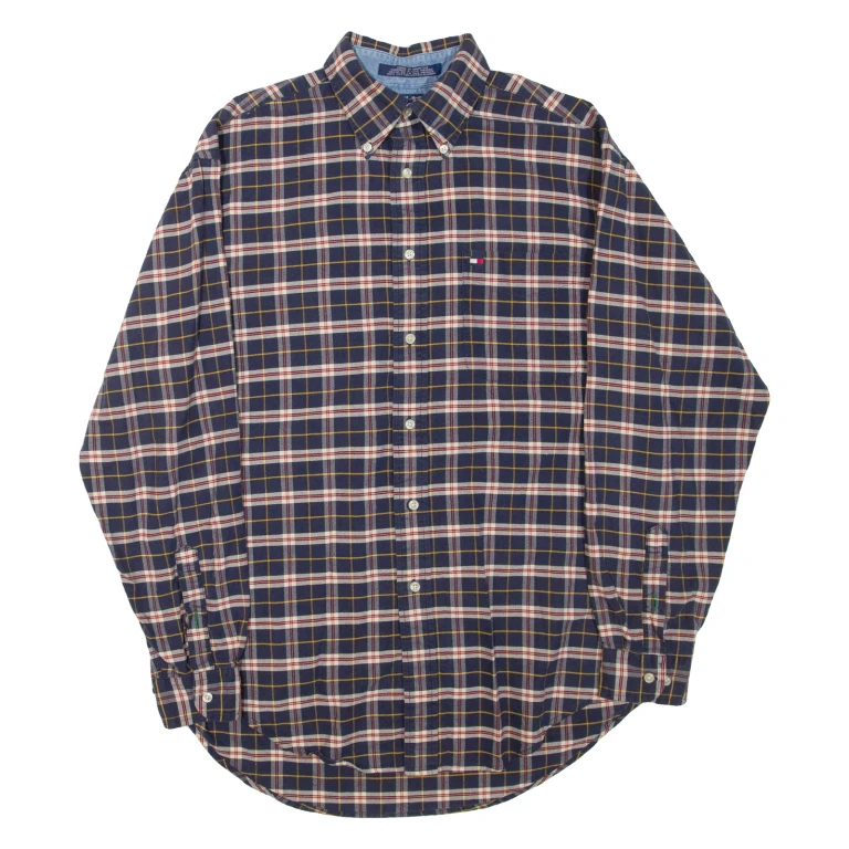 TOMMY HILFIGER Mens Shirt Blue Check Long Sleeve M