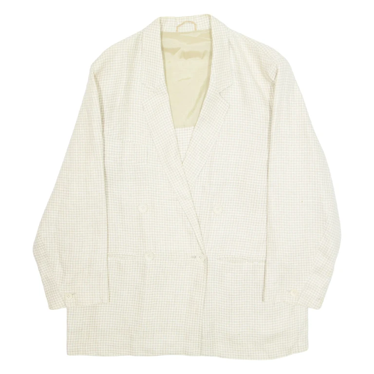 Womens Blazer Jacket Beige Gingham L