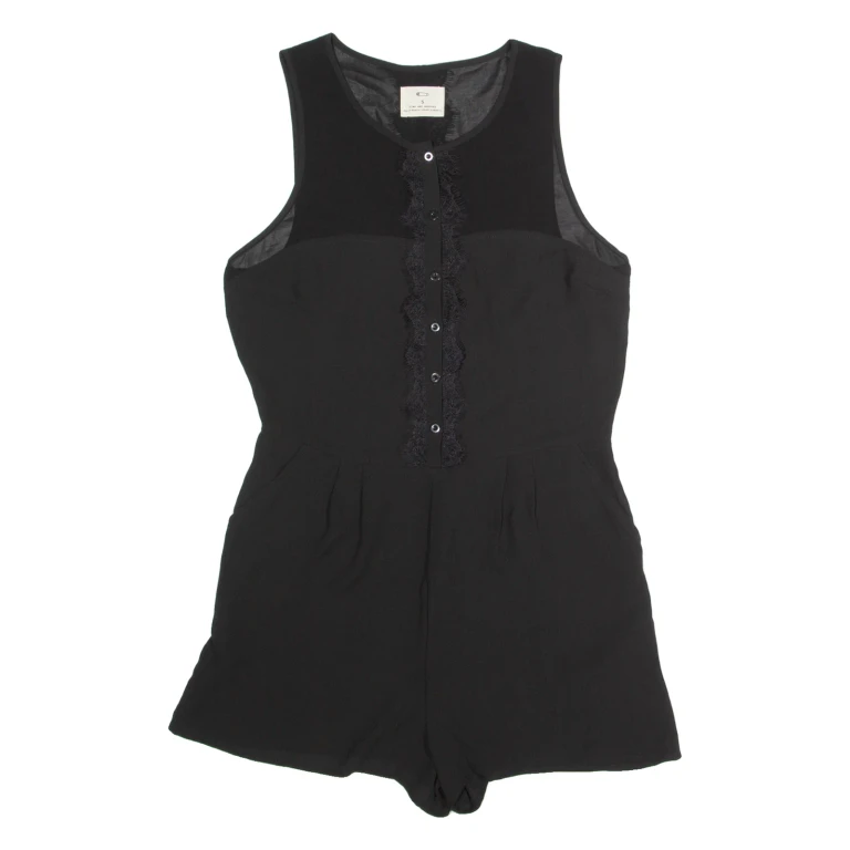 PINS AND NEEDLES Womens Playsuit Black Wide-Leg S
