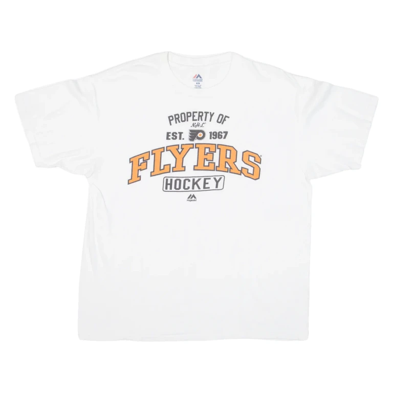 MAJESTIC Flyers Hockey Mens T-Shirt White USA XL