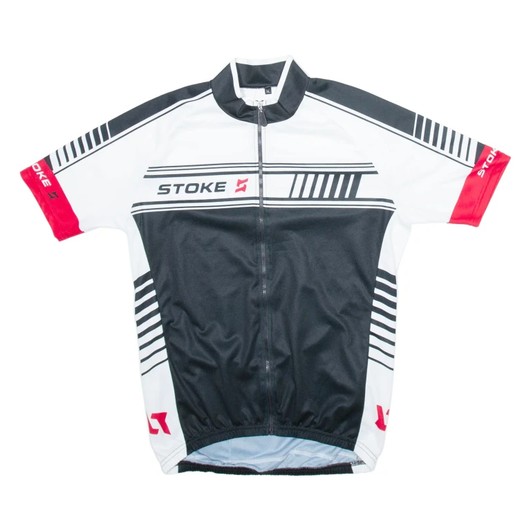 STOKE Full Zip Cycling Mens Jersey Black XL