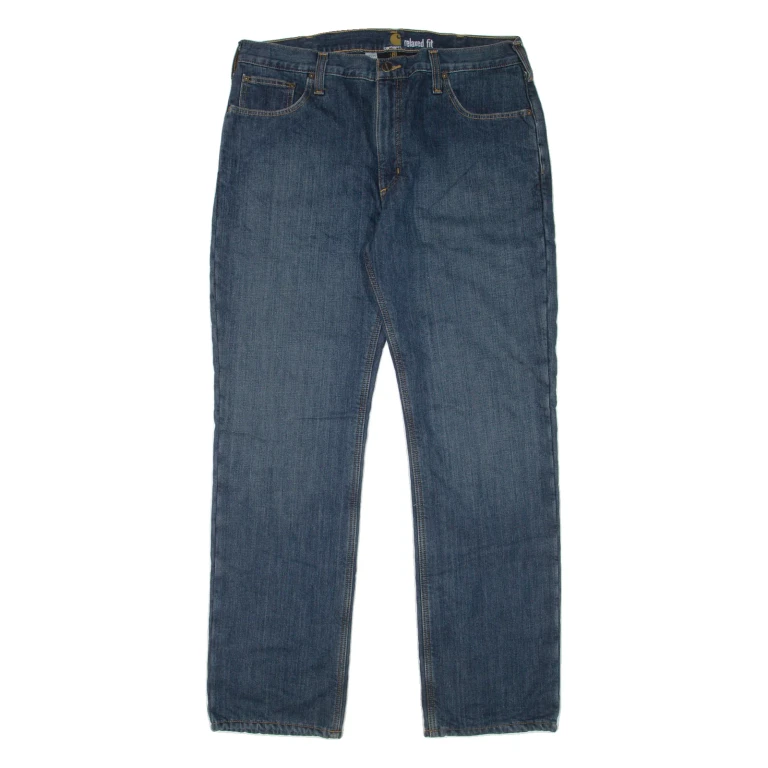 CARHARTT Fleece Lined Workwear Mens Jeans Blue Regular Straight W38 L34