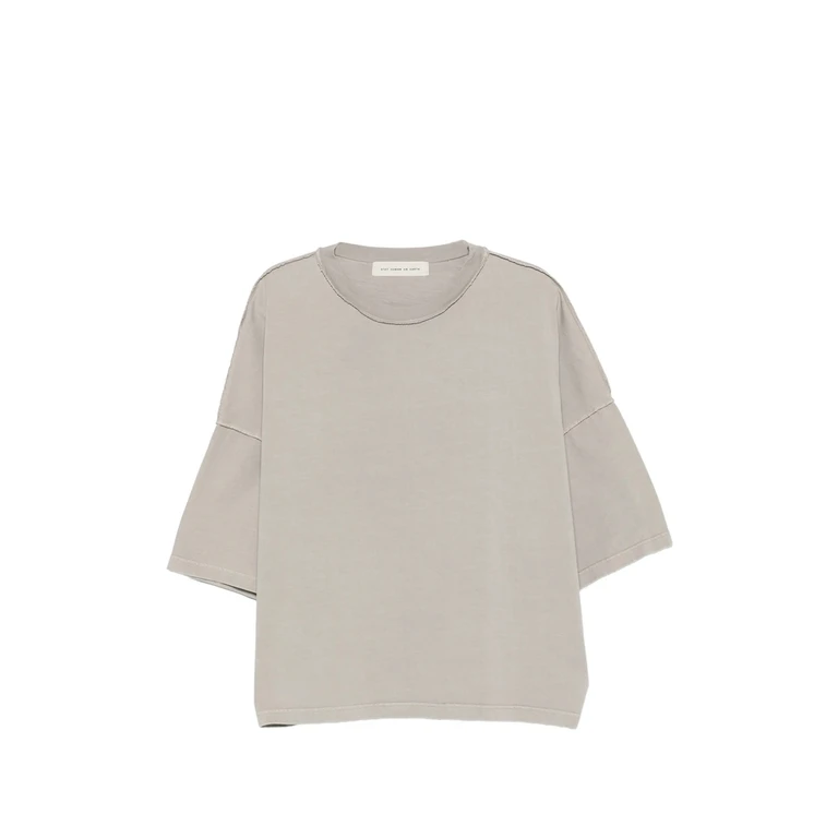 Stay Human On Earth Raw-edge Drop-shoulder T-shirt