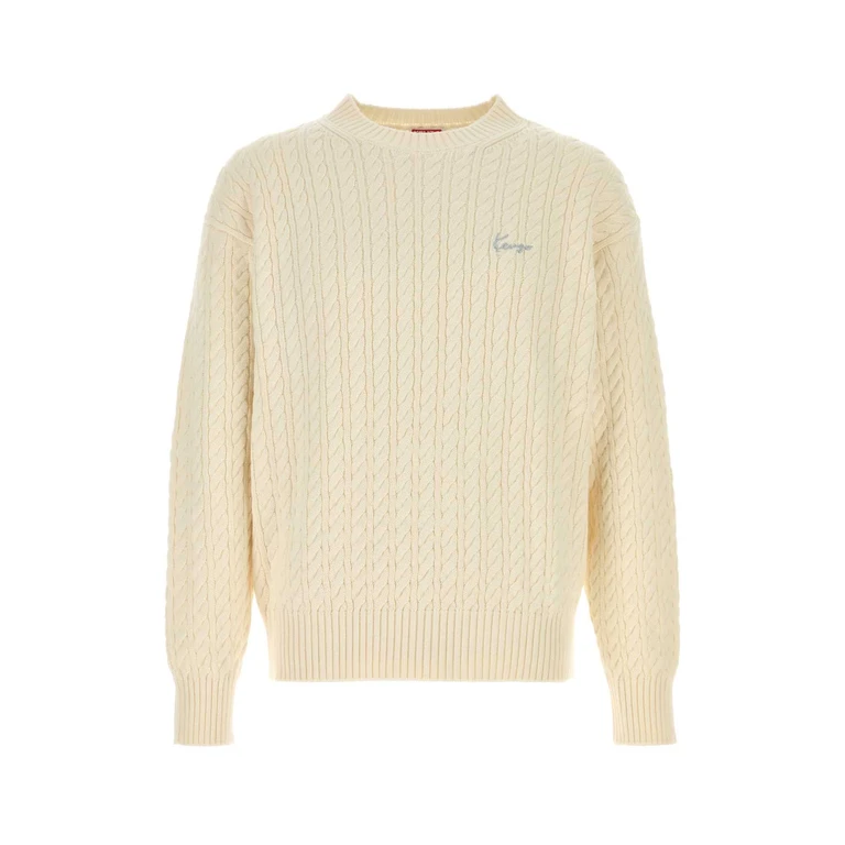 White Cotton Blend Sweater Offwhite Exterior: Wool Maglieria - Men