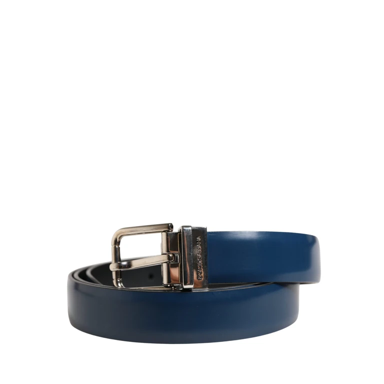 Dolce & Gabbana Men Blue Classic Leather Metal Buckle Belt Calf - Men