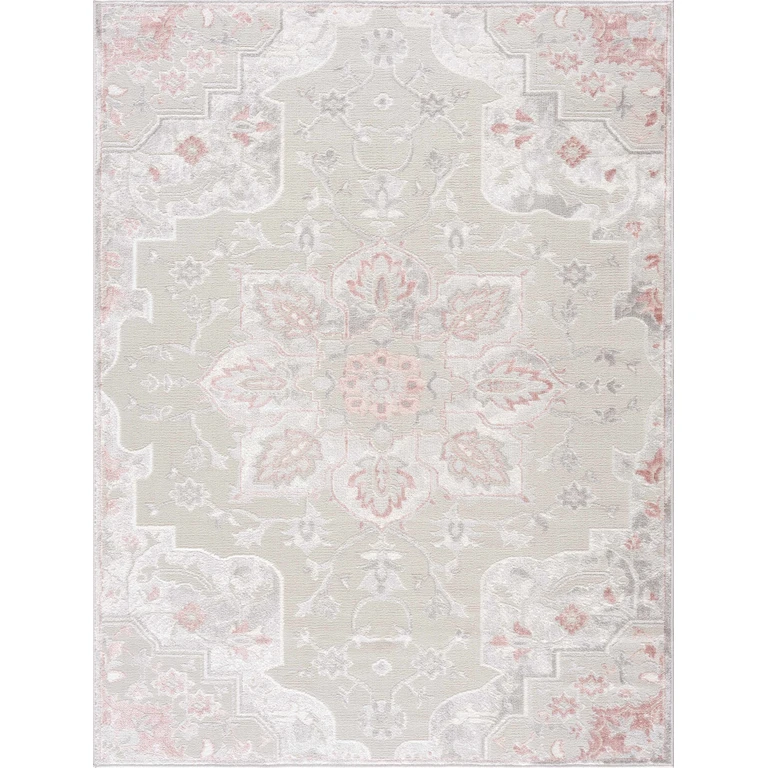 Calum Pink Floral Thick Area Rug - Clearance