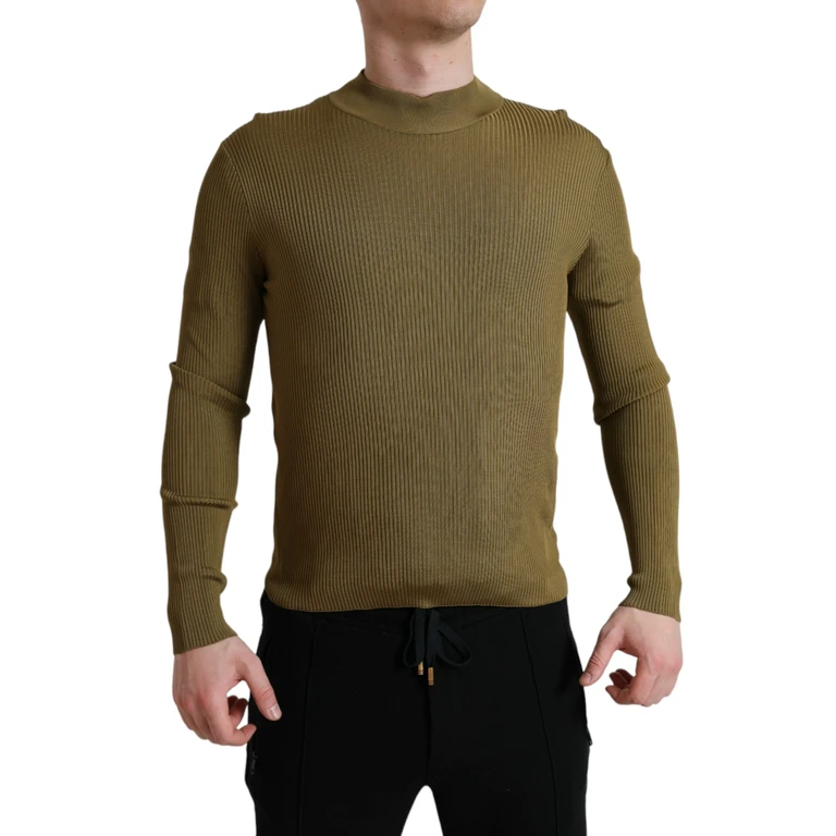 Dolce & Gabbana Army Green Viscose Crewneck Pullover Sweater Clothing - Men
