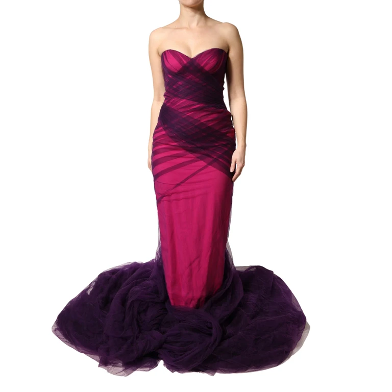 Pink Black Strapless Sheath Mermaid Dress Acetate Viscose - Women
