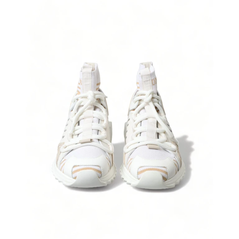 Dolce & Gabbana White Beige Sorrento Socks Sneakers Shoes Viscose - Women