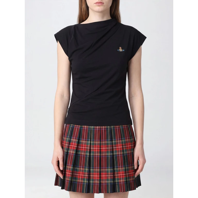 Hebo One-Shoulder Cotton Top with Embroidered Orb Logo (1504000AJ00BLN401)
