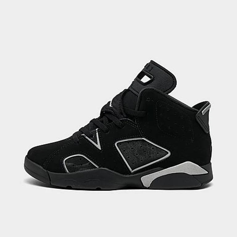 Little Kids Air Retro 6 Basketball Shoes in Black/Reflect Silver/Black Size: 1.0