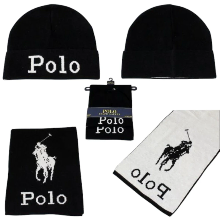 Adult Jacquard Stacked Pony Set Scarf & Beanie Hats