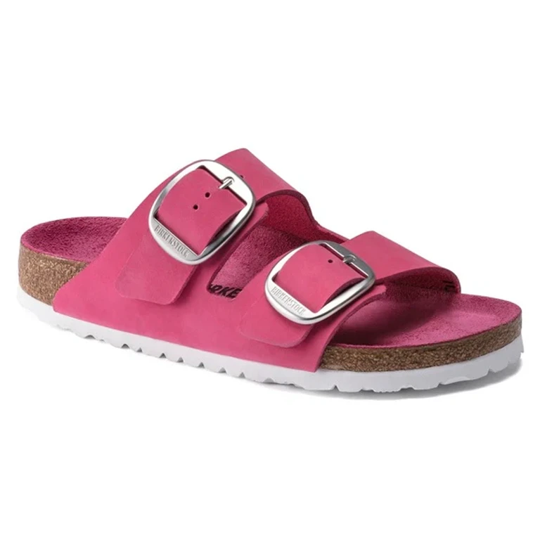 Arizona Big Buckle Nubuck Leather Fuchsia Tulip Sandals