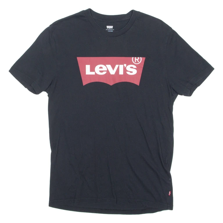 LEVI'S Mens T-Shirt Black Crew Neck S (JJ3-091224-4550)