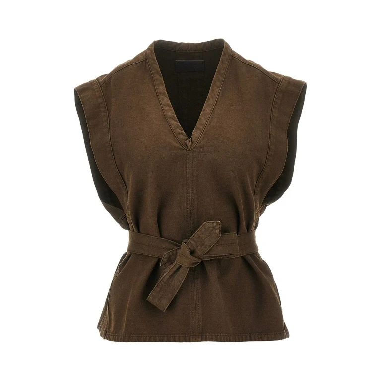LEMAIRE Broken Twill top with belt T Woman 36