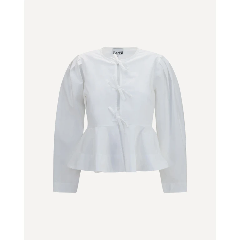 GANNI Cotton poplin Blouse with bows Female 38
