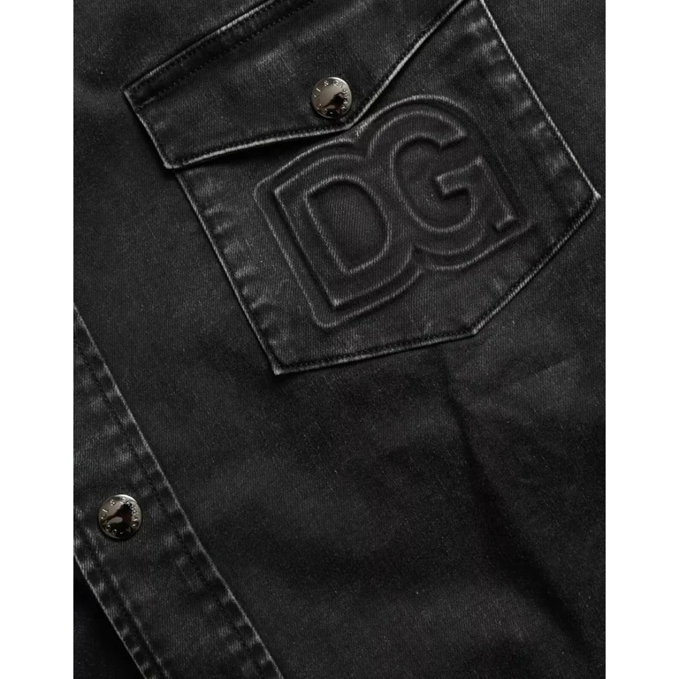 Black Cotton Long Sleeve Denim Casual Shirt - Women