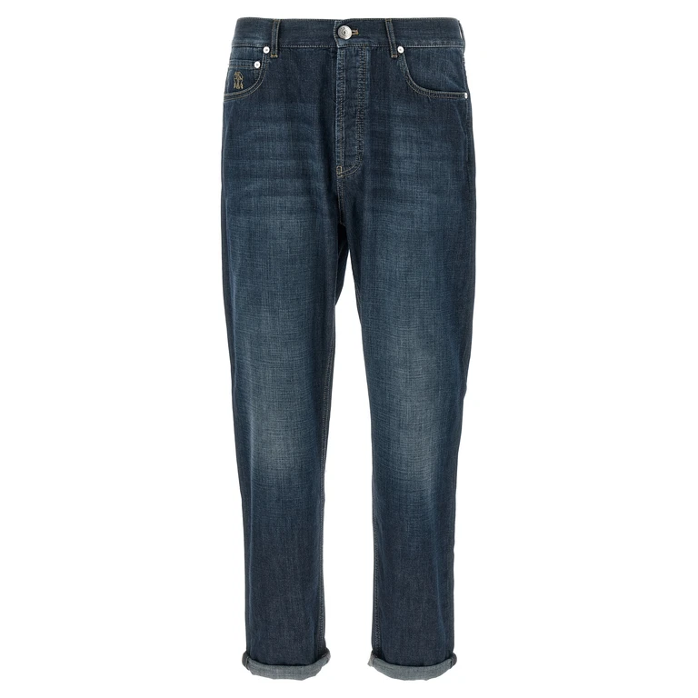 Blue Cotton Straight-Leg Jeans Clothing - Men
