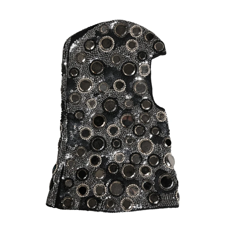 Dolce & Gabbana Black Wool Crystal Embellished Balaclava Hat - Women