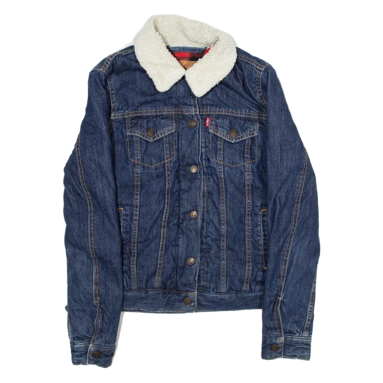 LEVI'S Womens Sherpa Lined Denim Jacket Blue XS