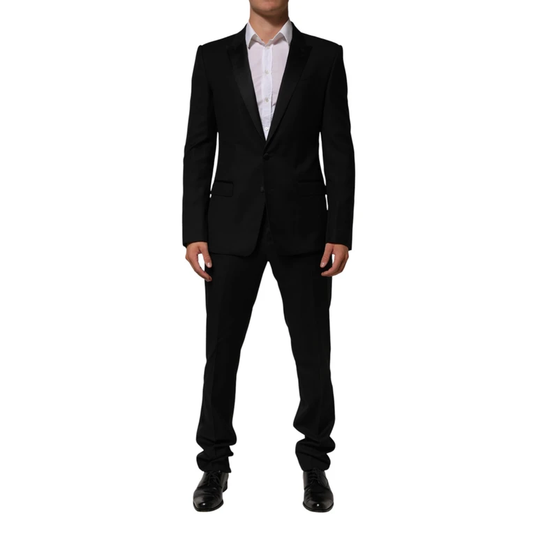 Black 2 Buttons Jacket Formal Piece Suit Wool - Men