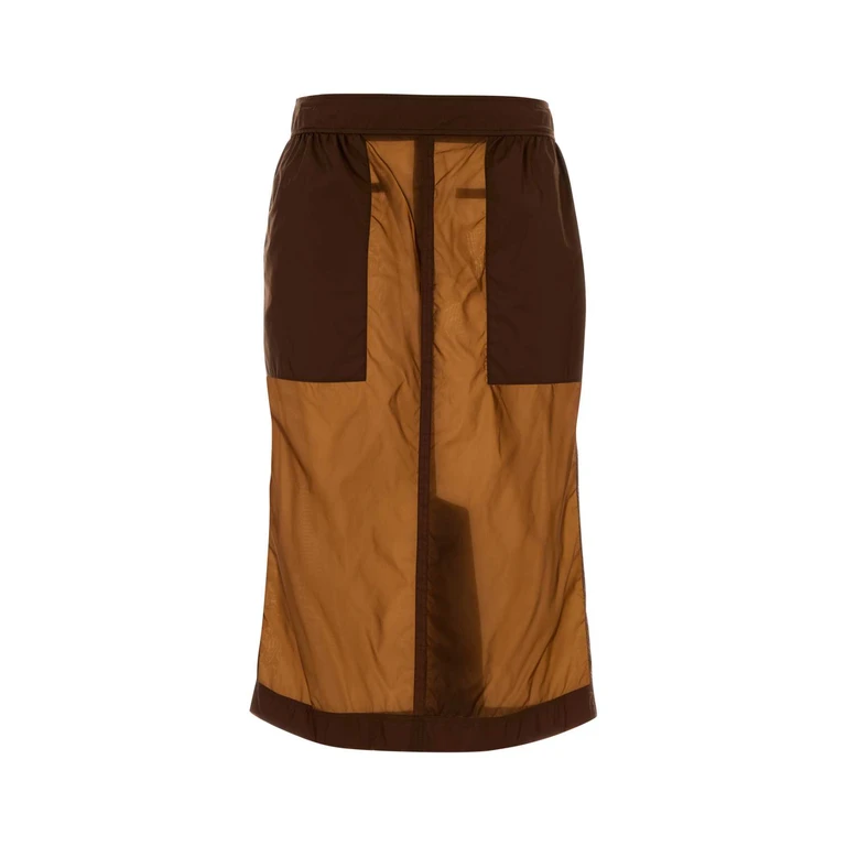 Saint Laurent Chocolate Nylon Skirt Cognac Exterior: Gonne - Women