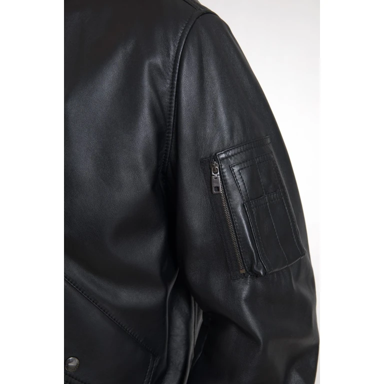 Dolce & Gabbana Black Leather Blouson Full Zip Bomber Jacket Clothing - Men