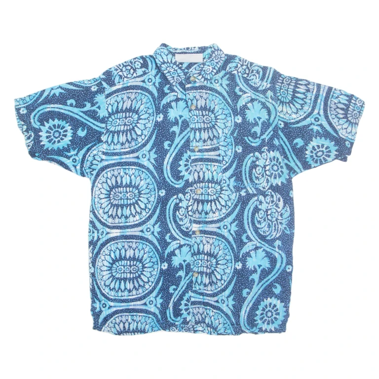 TAGRAG Mens Hawaiian Shirt Blue Crazy Pattern M