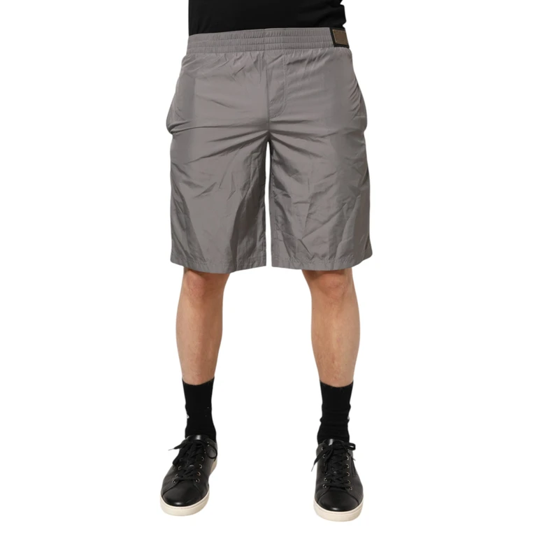 Dolce & Gabbana Light Gray Nylon Elastic Waist Shorts Swimwear - Men