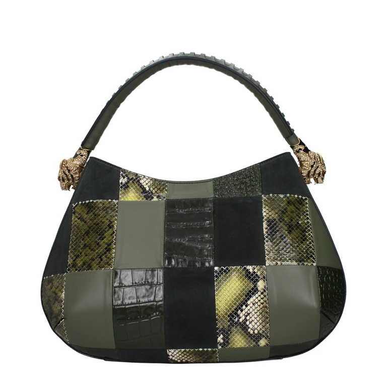 Roberto Cavalli Green Leather Handbag Bag - Women