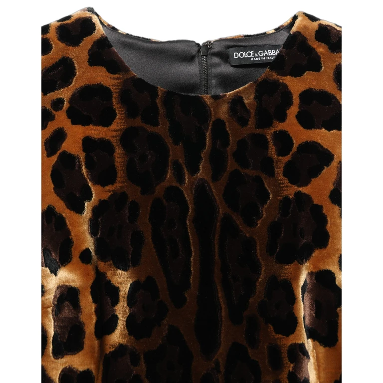 Dolce & Gabbana Brown Leopard Sleeveless Sheath Mini Dress Viscose Silk - Women