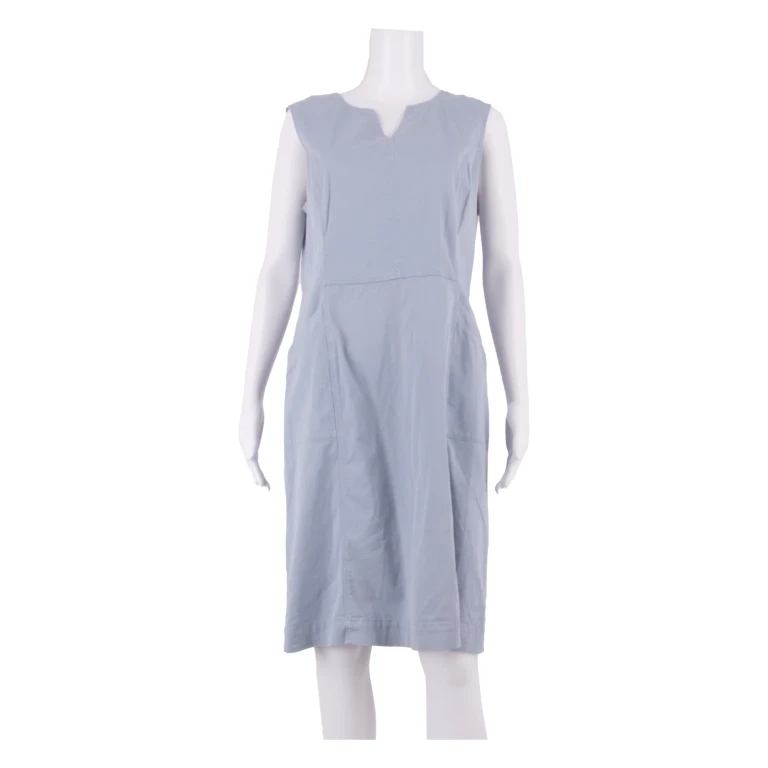 GANNI Womens A-Line Dress Blue Sleeveless Knee Length UK 14