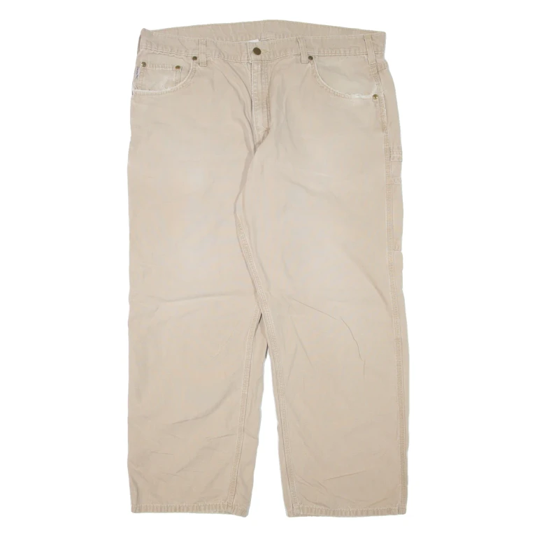 CARHARTT Carpenter Workwear Mens Jeans Beige Loose Straight W39 L27