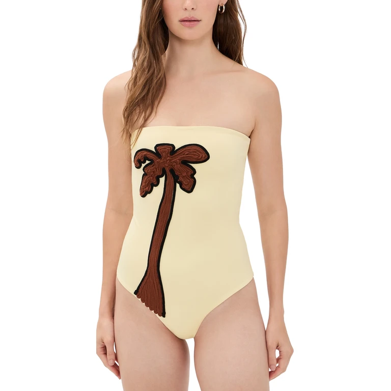 Johanna Ortiz Palm Texture One Piece Ecru/Brown M