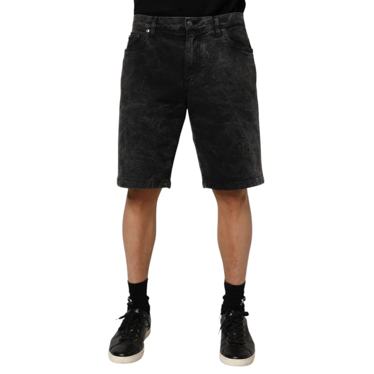 Dolce & Gabbana Black Cotton Mid Waist Denim Men Bermuda Short Elastane - Men