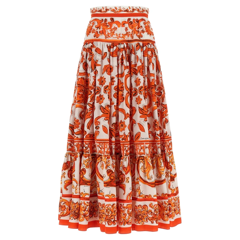 Orange Cotton Mini Skirt - Women