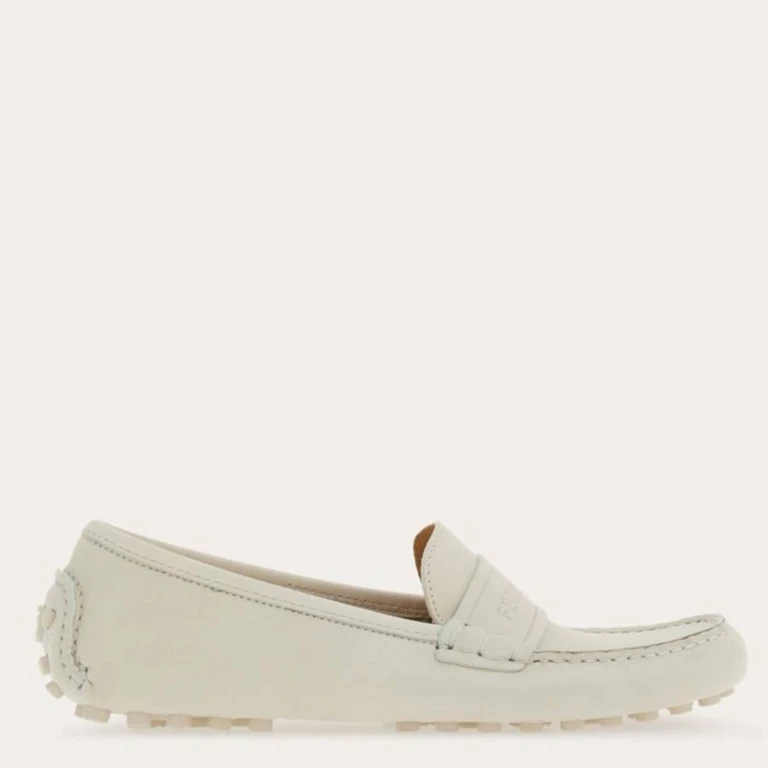 Ferragamo Iside Driver Moccasins with Logo, Size 7 C