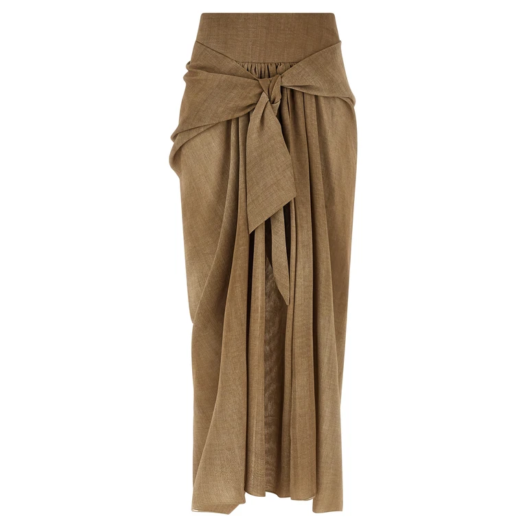 Beige Polyester Mini Skirt - Women
