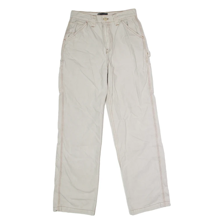 ASOS Carpenter Womens Trousers Cream Regular Straight W28 L32