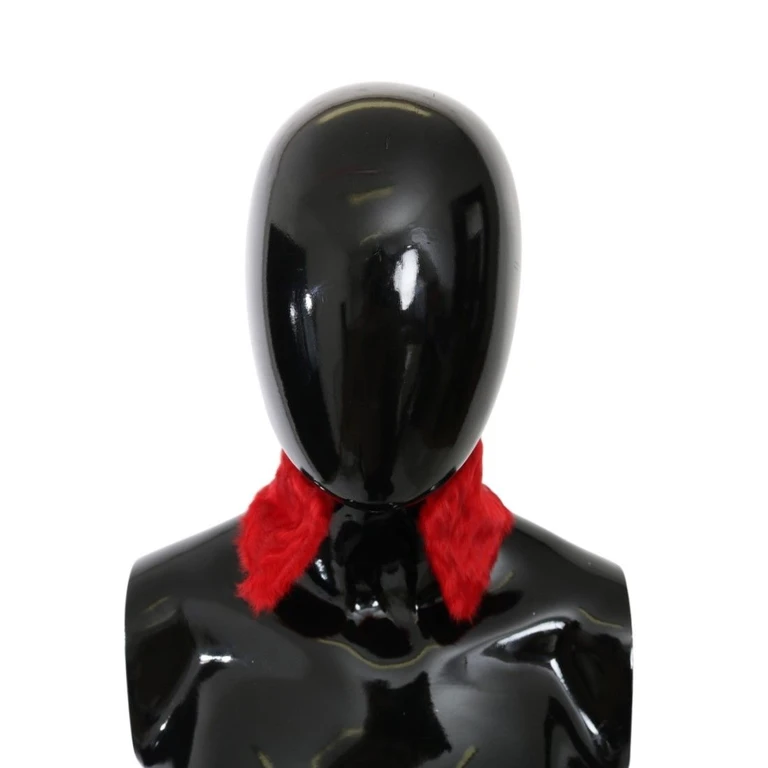 Red Fur Neck Collar Wrap Lambskin Scarf - Women