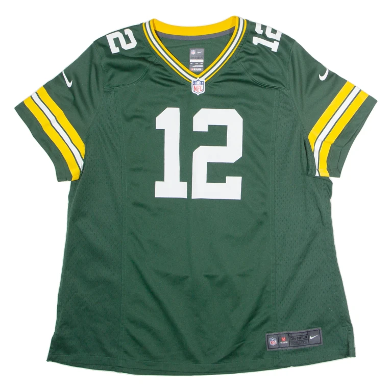 NIKE Green Bay Packers Home #12 Rodgers Womens Jersey Green USA V-Neck 2XL