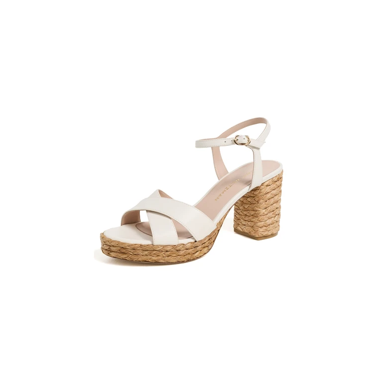 Stuart Weitzman Dayna Platform Sandals Golden Olive/Natural 9.5
