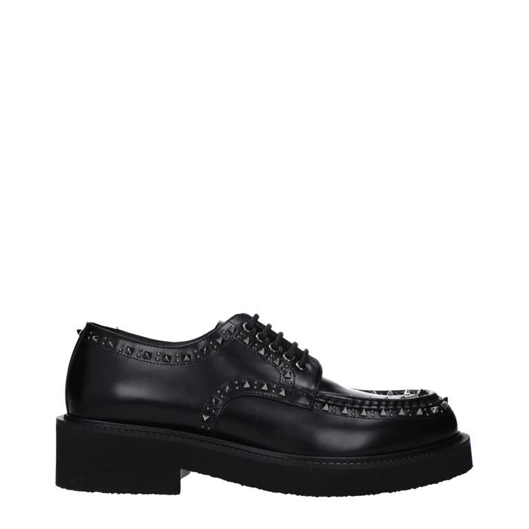 Valentino Garavani Black Leather Oxfords And Derbies Shoe - Men