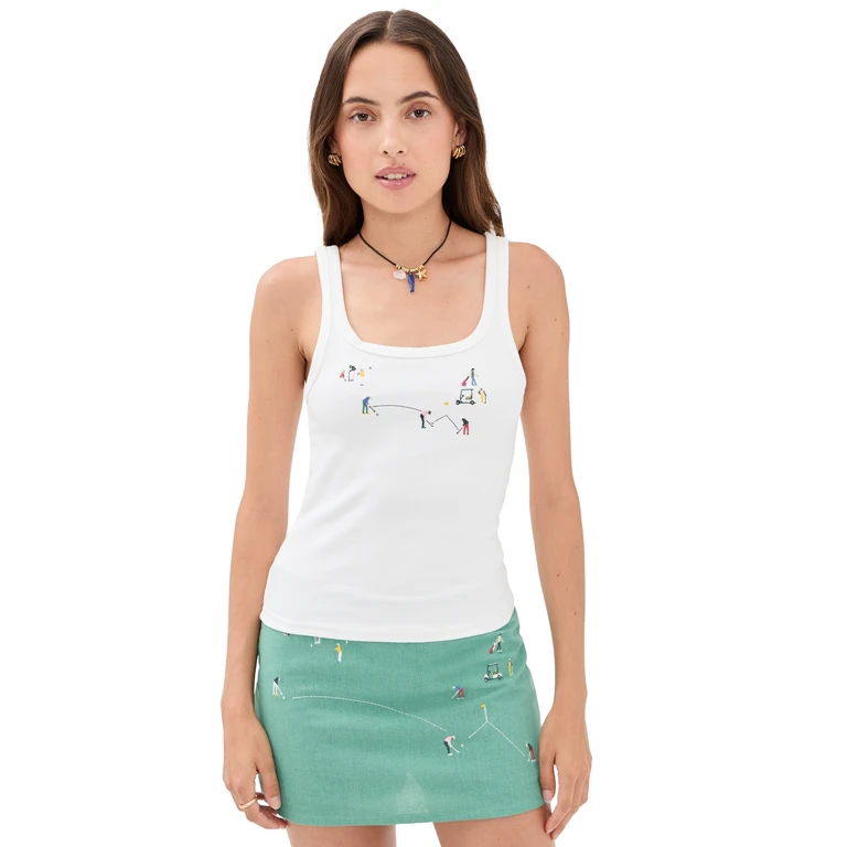 Yellow the Label Golf Scene Tank Top White L