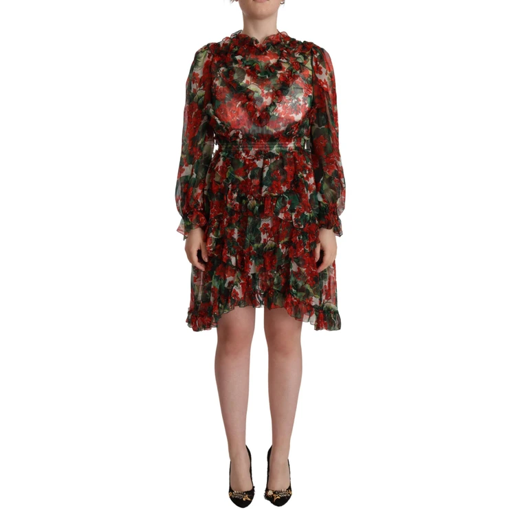 Dolce & Gabbana Multicolor Red Floral Silk Long Maxi Dress - Women