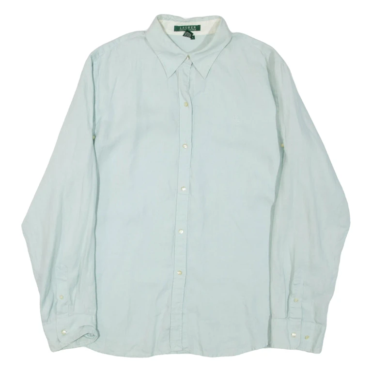 LAUREN RALPH LAUREN Womens Plain Shirt Blue Long Sleeve L