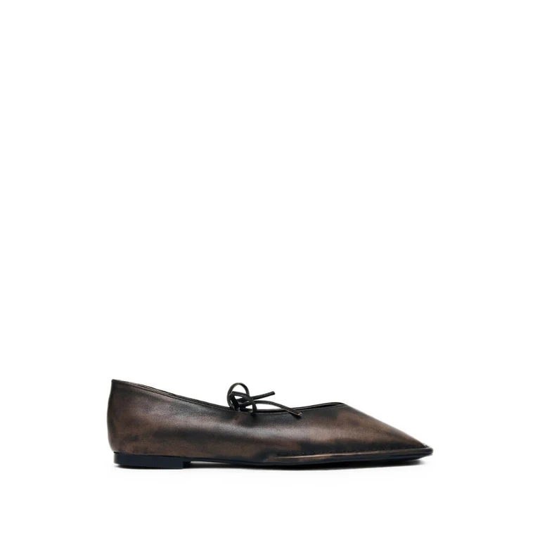Bow-detail Square-toe Ballet Flats