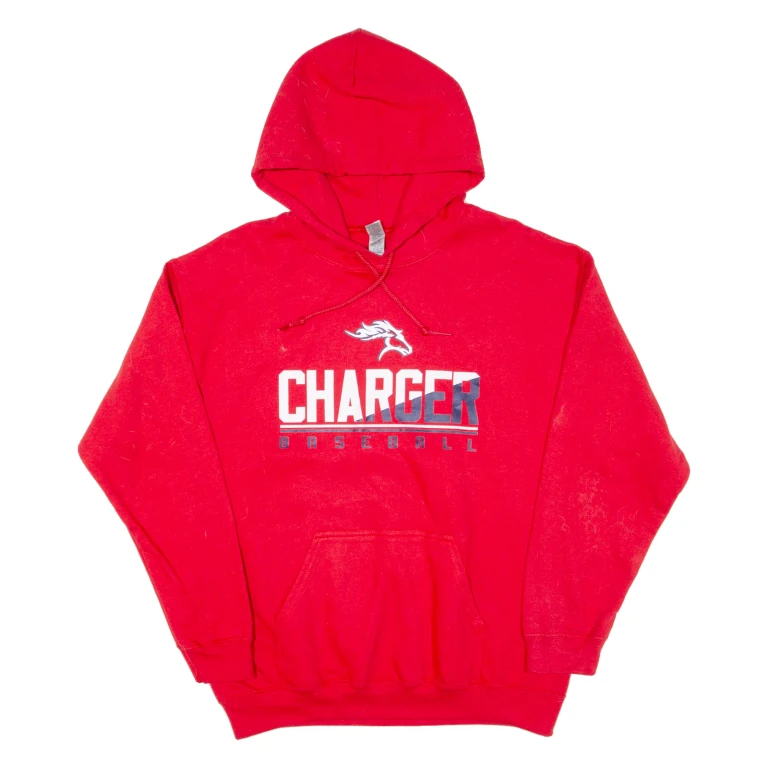 GILDAN Charger Baseball Mens Red Hoodie USA M